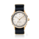 1968 Sixtyeight by AV86 vintage-inspired dress watch with sapphire crystal, gold case, and black fabric NATO strap