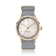 1968 Sixtyeight by AV86 vintage-inspired dress watch with sapphire crystal, gold case, minimalist dial, and textured fabric strap