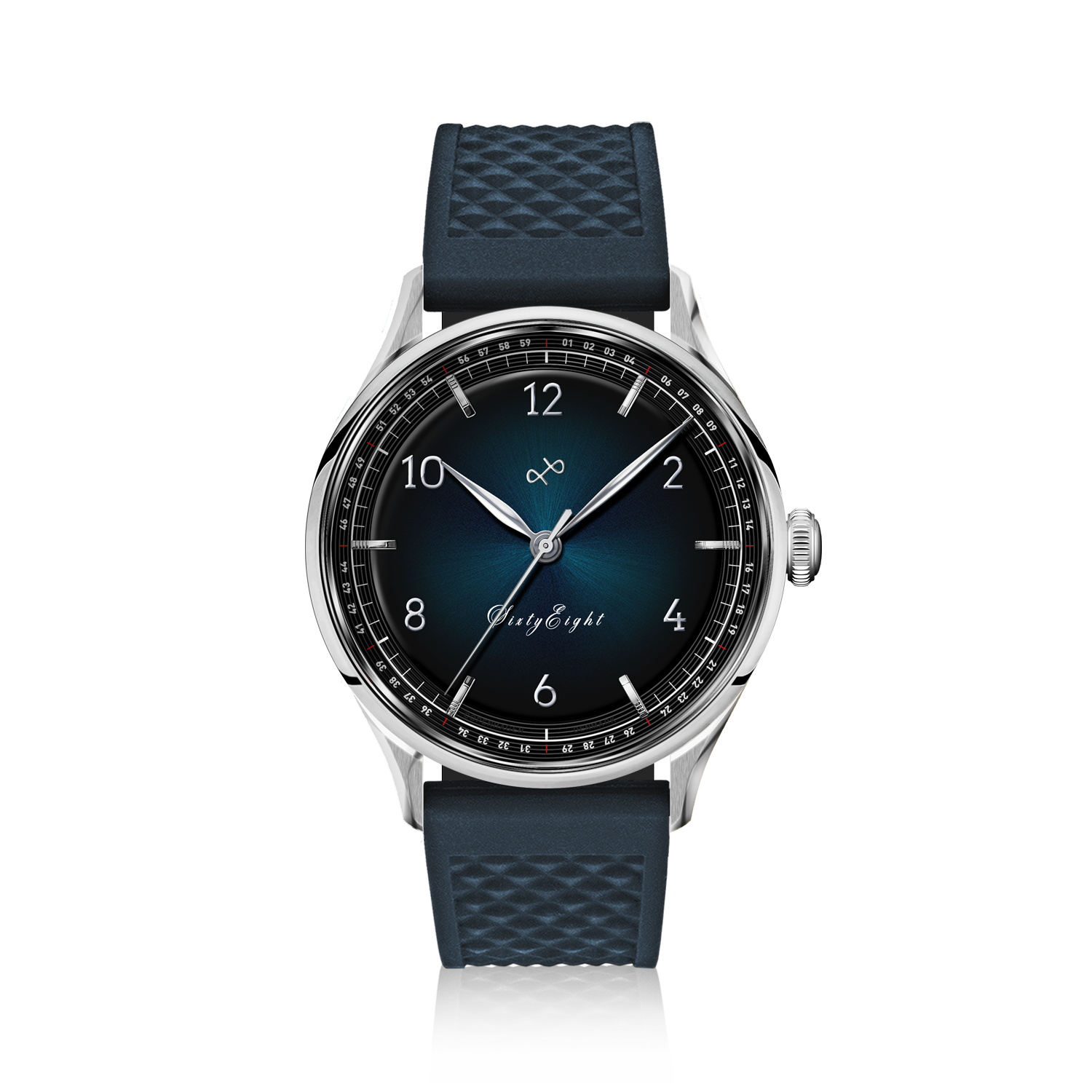 1968 Sixtyeight by AV86 luxury dress watch with vintage-inspired dial, sapphire crystal, and textured rubber strap