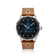 1968 Sixtyeight by AV86 vintage-inspired dress watch with sapphire crystal, blue sunray dial, and perforated brown leather strap