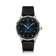 1968 Sixtyeight by AV86 vintage-inspired dress watch with sapphire crystal, blue sunray dial, and black leather strap