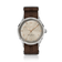 1968 Sixtyeight by AV86 vintage-inspired dress watch with domed sapphire crystal, subtle dial details, and brown textured fabric strap
