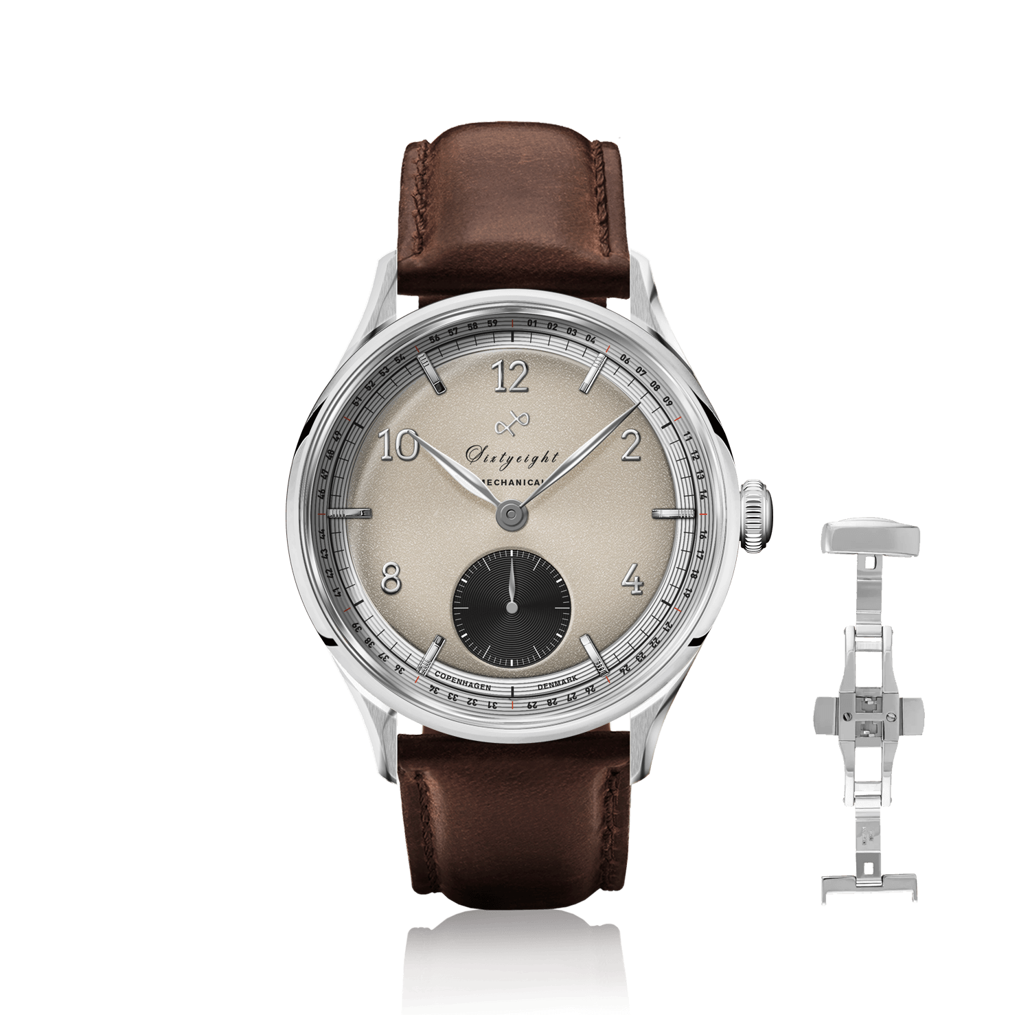 1968 Mechanical (Hand-Wound) by AV86 with vintage-inspired dial, sapphire crystal, mechanical movement, and brown leather strap