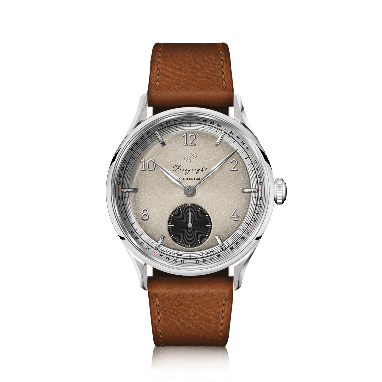 1968 Mechanical (Hand-Wound) by AV86 vintage-inspired dress watch with mechanical movement, sapphire crystal, and brown leather strap
