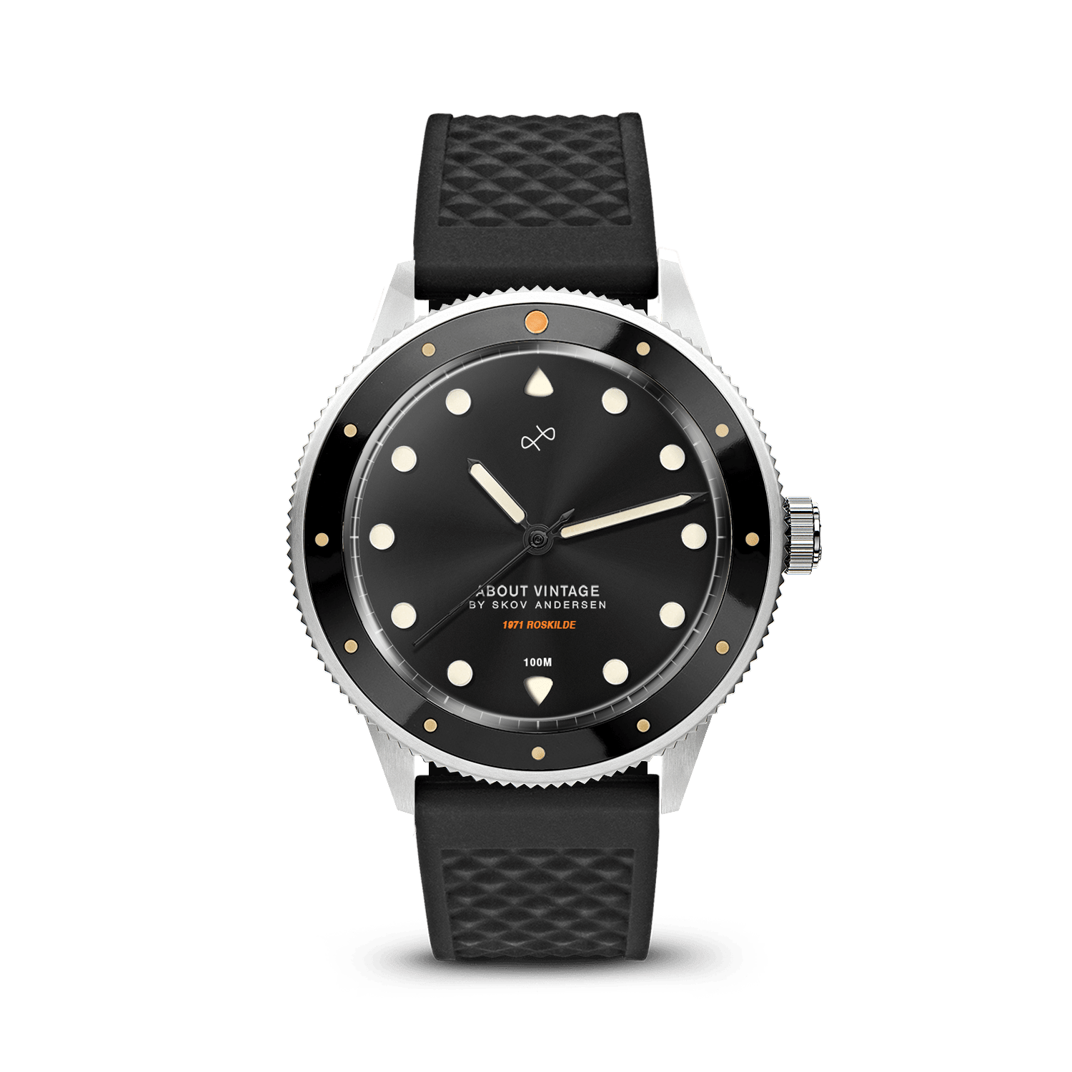 1971 Stagediver, 39 mm fra AV86 – vintage-inspireret dykkerur med Sapphire Crystal, kompasring og struktureret gummirem