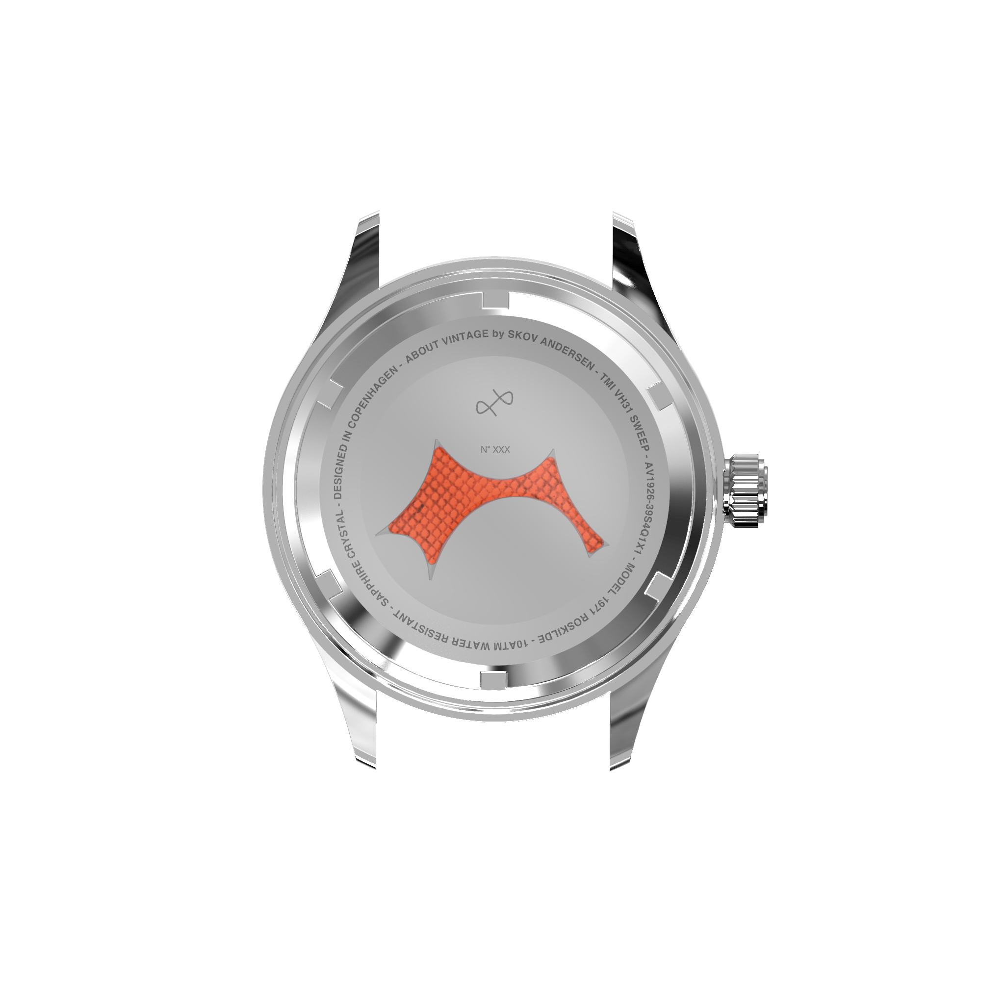 1971 Stagediver, sort – 39 mm fra AV86 med bagkasse i rustfrit stål med indgraverede detaljer og et orange element med struktur