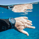 1926 At'sea Blue Turtle Vintage by AV86 diver watch with sapphire crystal, compass bezel, and textured rubber strap underwater shot