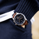 1934 Telechron by AV86 vintage-inspired chronograph with telemeter, sapphire crystal, brown leather strap, Nordic minimalist style