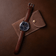 1934 Telechron by AV86 vintage-inspired chronograph with telemeter, sapphire crystal, and brown leather strap on suede pouch
