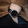 1844 Chronograph by AV86 luxury timepiece with black dial, sapphire crystal, precision subdials, and black leather strap on wrist