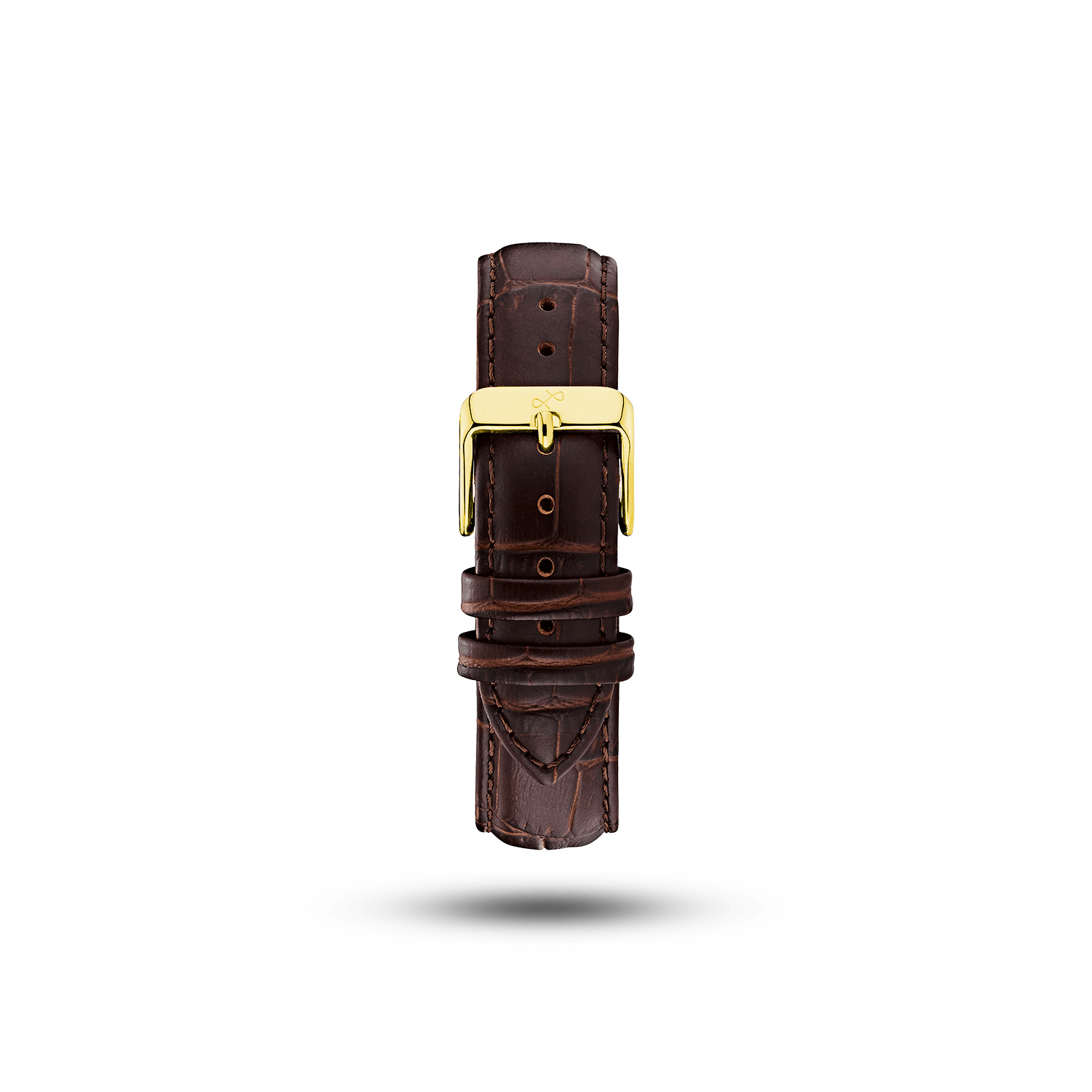 Leather - Brown Croco two-piece high-quality leather strap with engraved AV86 branding and gold-plated pin buckle