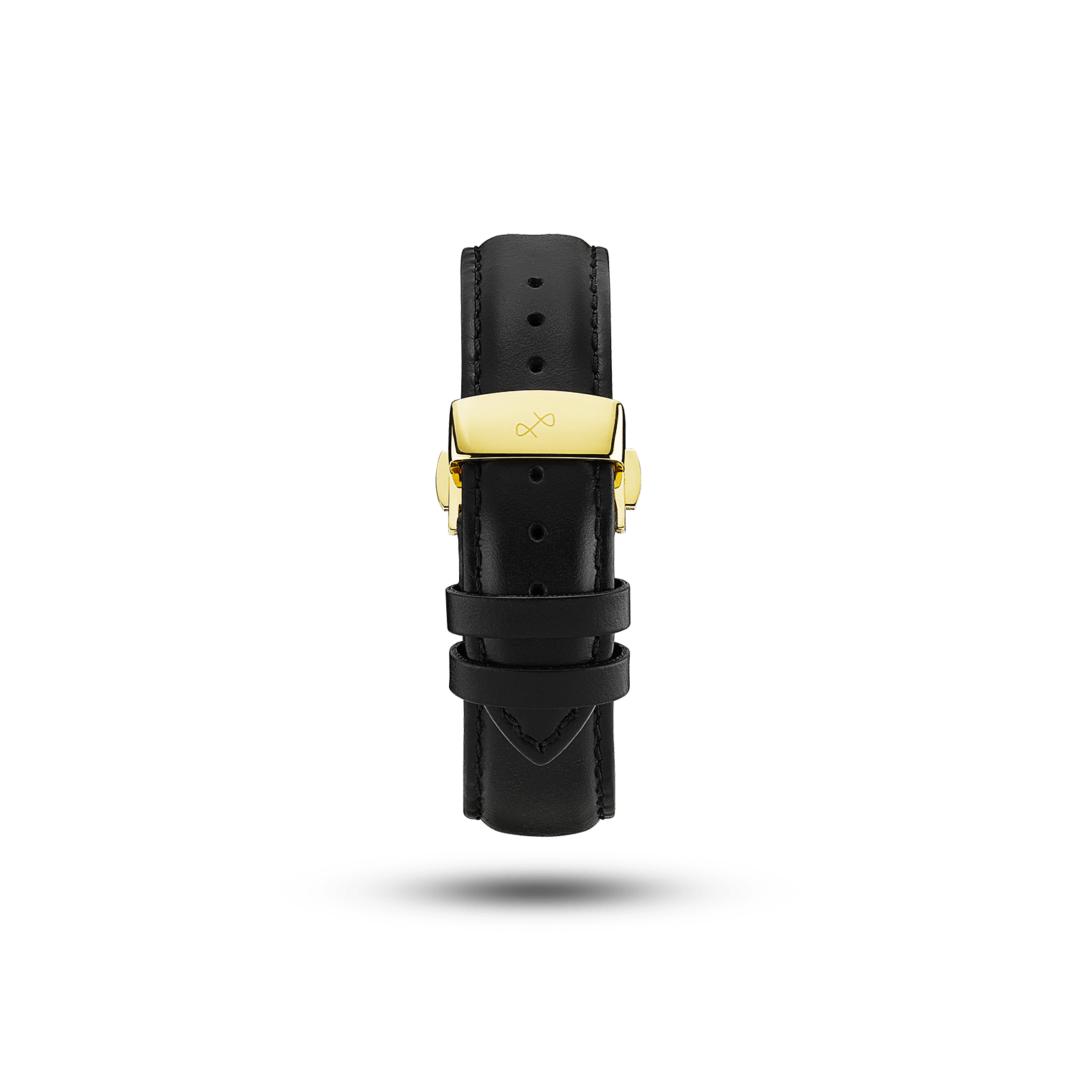 Butterfly Clasp - Black by AV86 with high-quality black leather strap and elegant butterfly clasp in gold plating