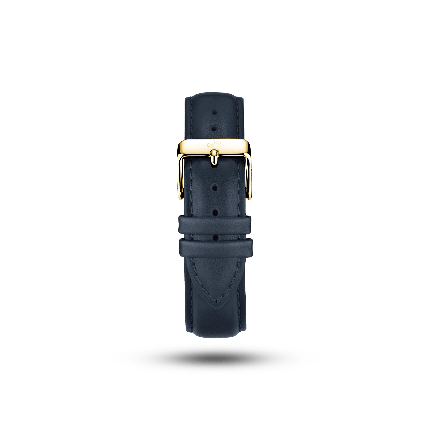 Leather - Dark Blue premium two-piece strap by AV86 with engraved branding and gold-plated pin buckle, Scandinavian craftsmanship