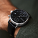 1844 Chronograph by AV86 with precision black dial, sapphire crystal, polished steel case, and black leather strap