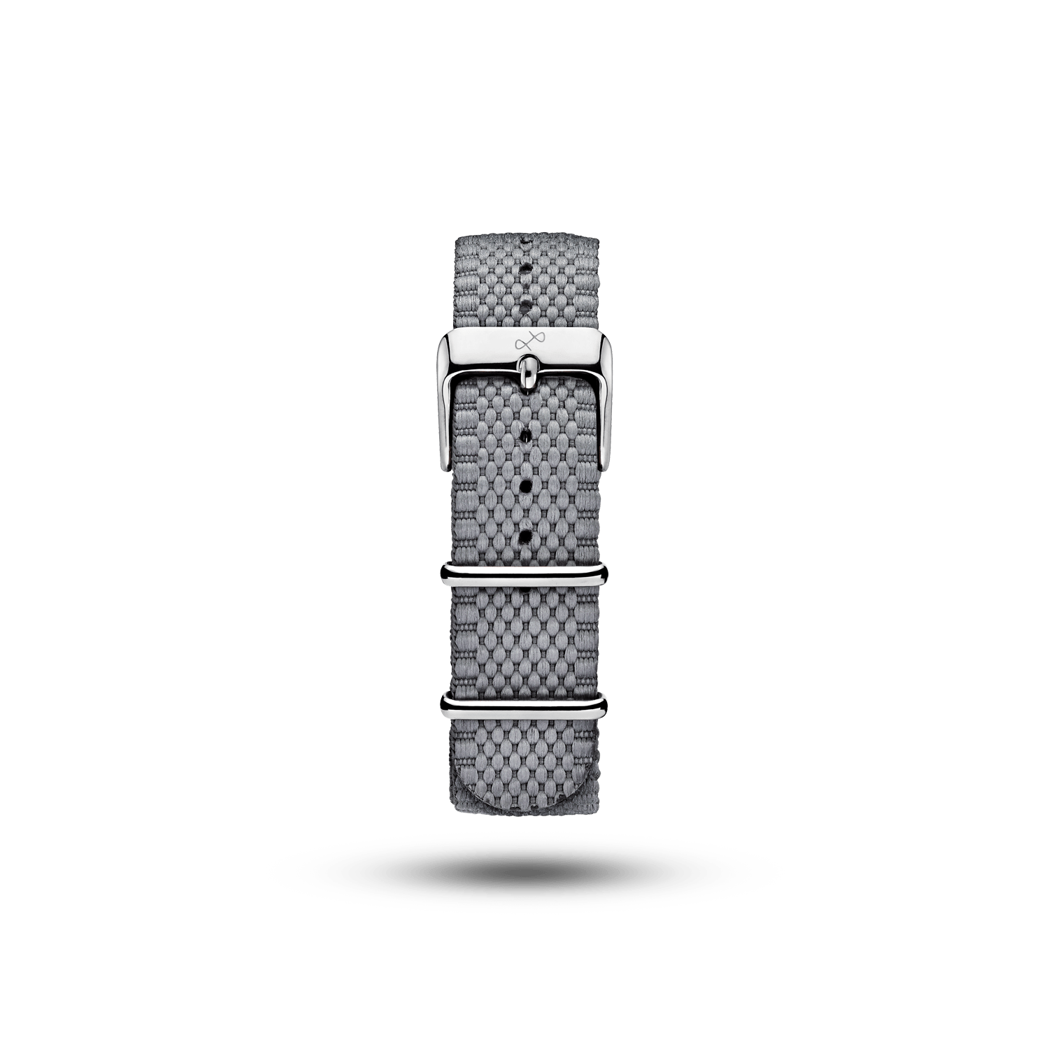 Nato - Steelstripe gray woven fabric watch strap with silver buckle by AV86, featuring Nordic minimalist design.
