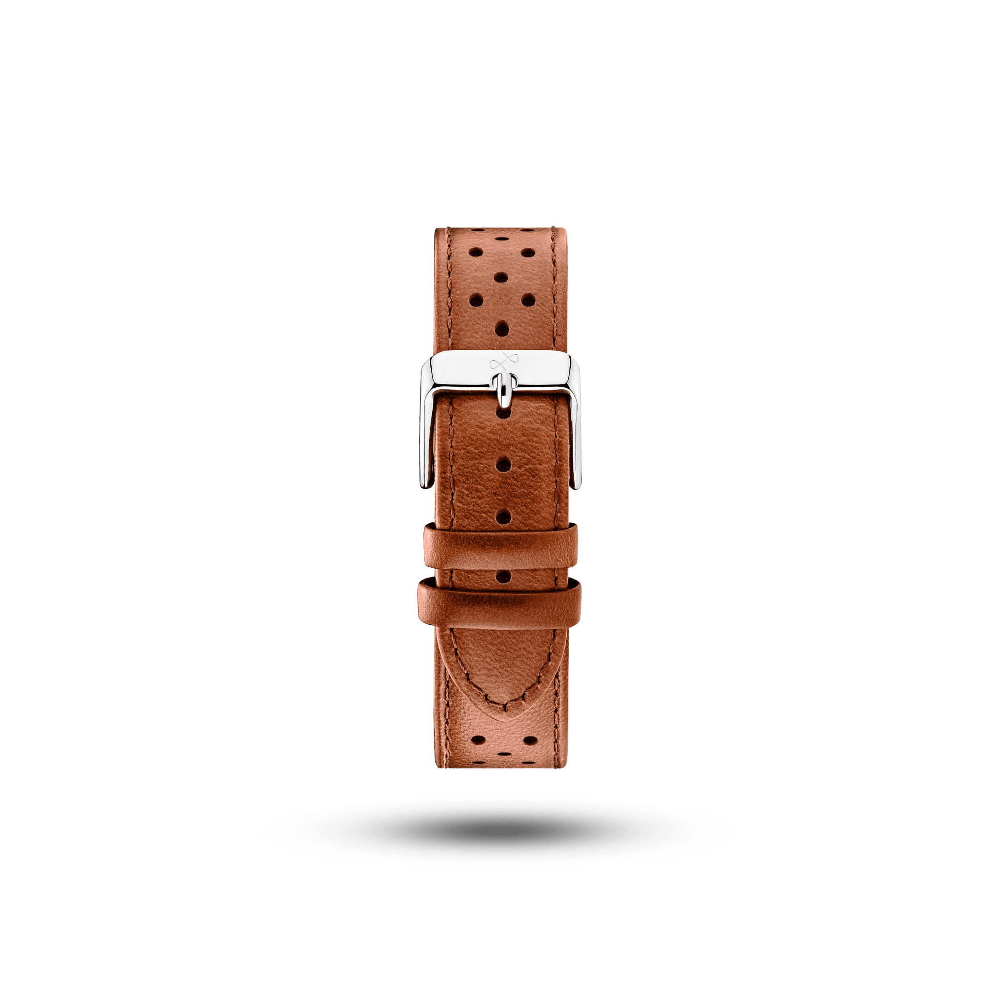 Leather (Racing) - Brown vintage-inspired leather strap with perforated design and stainless steel buckle by AV86
