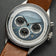 1564 Chronodate Automatic by AV86 vintage-inspired automatic watch with textured dial, sapphire crystal, and brown leather strap