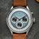 1564 Chronodate Automatic by AV86 vintage-inspired chronograph with sapphire crystal, textured dial, and brown leather strap
