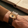 1954 Amalfi Mechanical by AV86 with vintage-inspired cushion case, elegant dial, sapphire crystal, and textured leather strap on wrist