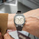 1904 Chronograph by AV86 with angular case, sapphire crystal, chronograph subdials, and textured rubber strap, Nordic minimalist design