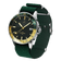 1970 Haagen GMT Automatic Swiss Made by AV86 with vintage-inspired GMT dial, sapphire crystal, and green fabric strap