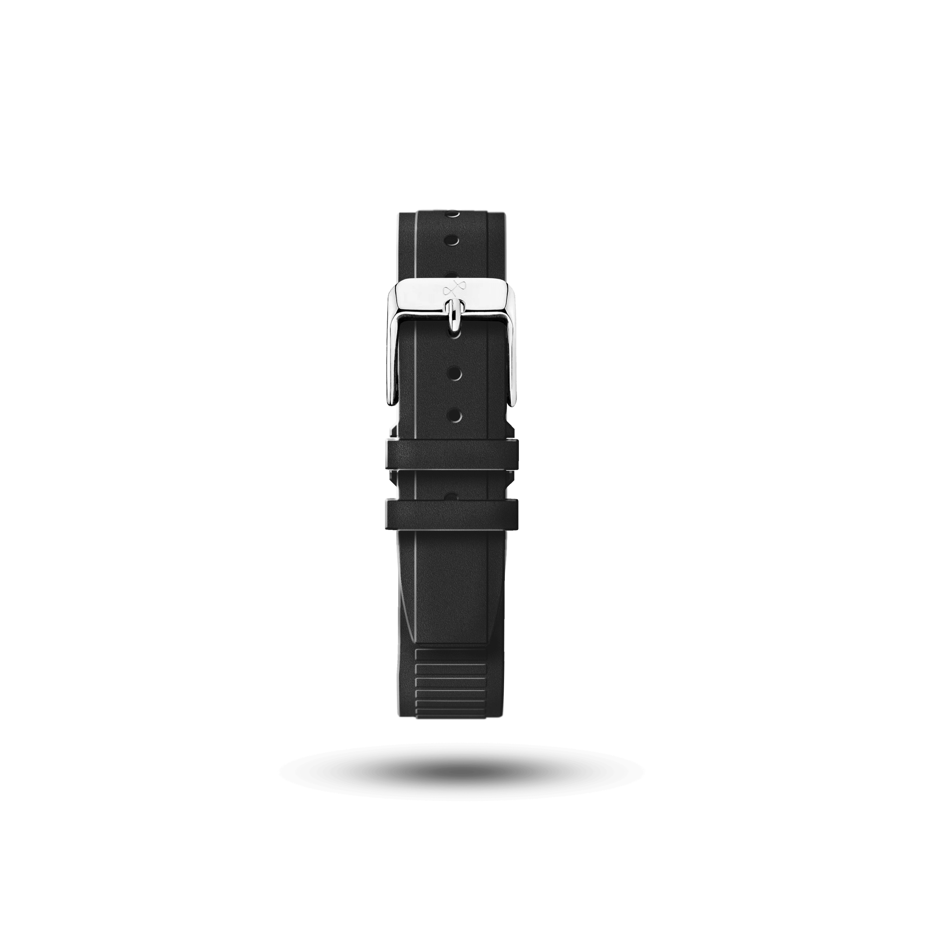 Rubber (integrated) - Black 20mm strap by AV86 featuring durable, flexible material with polished metal buckle, designed for modern luxury watches