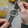 1564 Chronodate Automatic by AV86 vintage-inspired chronograph with sapphire crystal, green dial, and suede leather strap