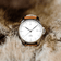 1971 Automatic Swiss Made by AV86 with minimalist dial, date window, sapphire crystal, and brown leather strap