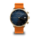 1815 Justin Gatlin, Gold / Blue Turtle by AV86 chronograph with sapphire crystal, textured blue dial, date window, and orange rubber strap