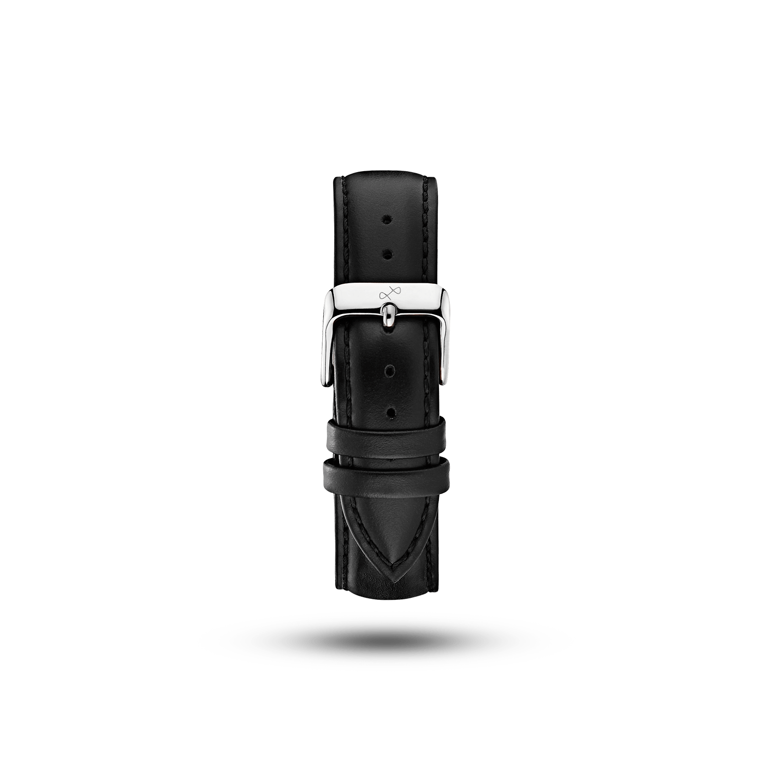 Leather - Black two-piece high-quality leather strap by AV86 with stainless steel pin buckle and engraved detailing on reverse side