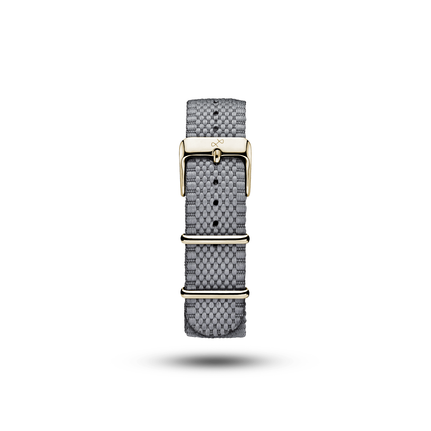 Nato - Steelstripe watch strap by AV86 featuring a textured grey pattern with polished gold hardware and buckle.
