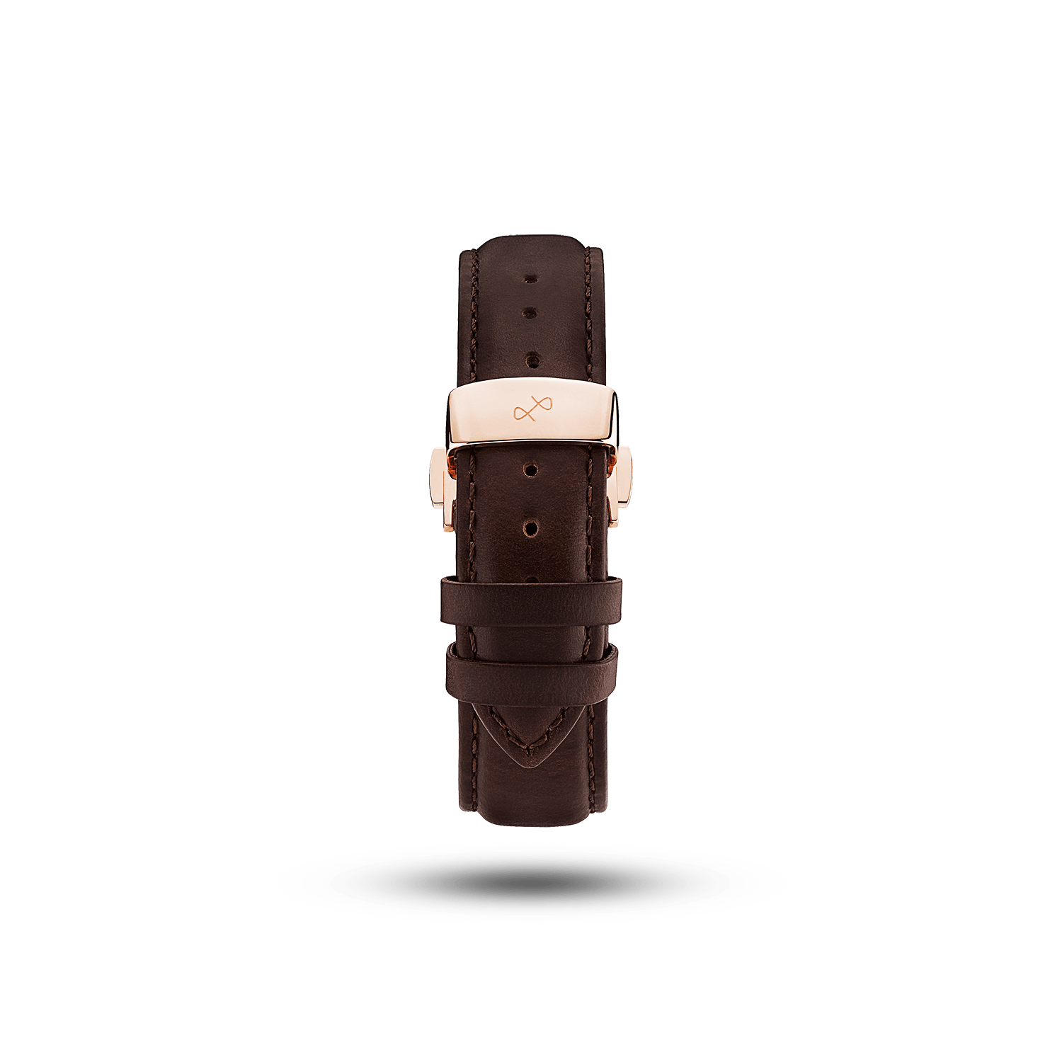 Butterfly Clasp - Dark Brown by AV86 two-piece high-quality leather strap with engraved butterfly clasp in gold plating