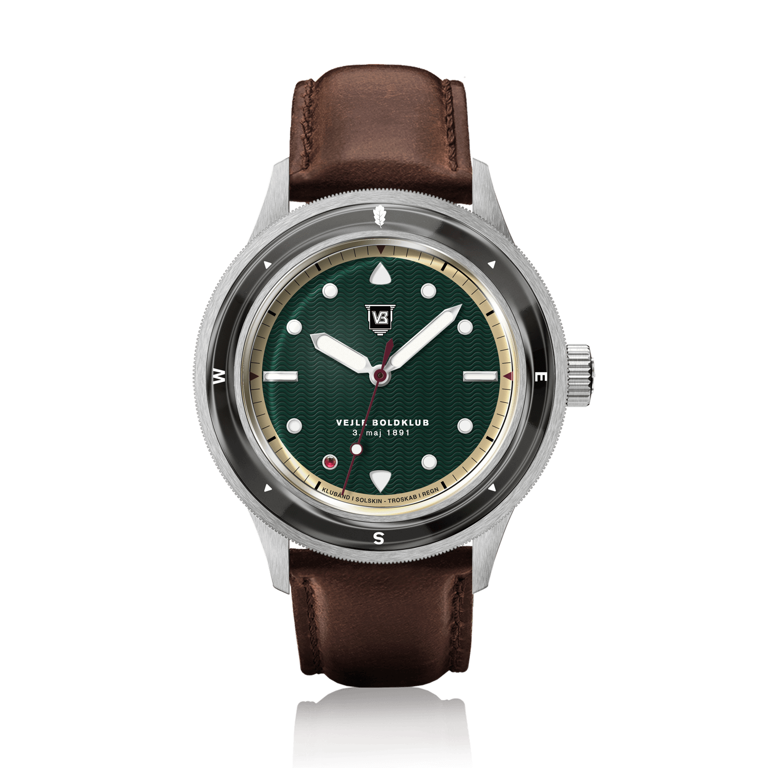 VB Kong Hans Eg, Limited Edition / Forudbestilling by AV86 vintage-inspired diver with compass bezel, sapphire crystal, and brown leather strap
