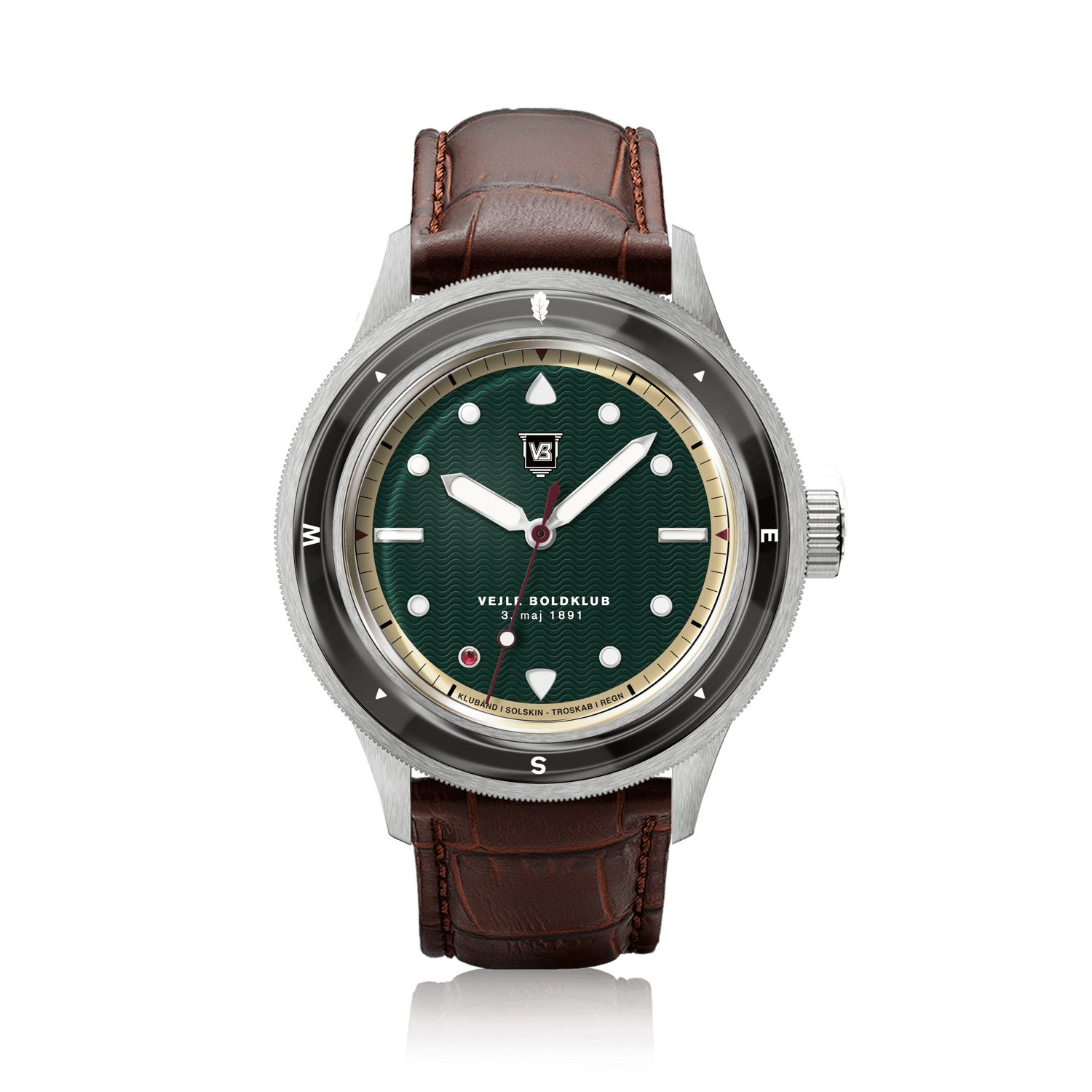 VB Kong Hans Eg, Limited Edition / Forudbestilling by AV86 vintage-inspired diver with compass bezel, sapphire crystal, and brown leather strap