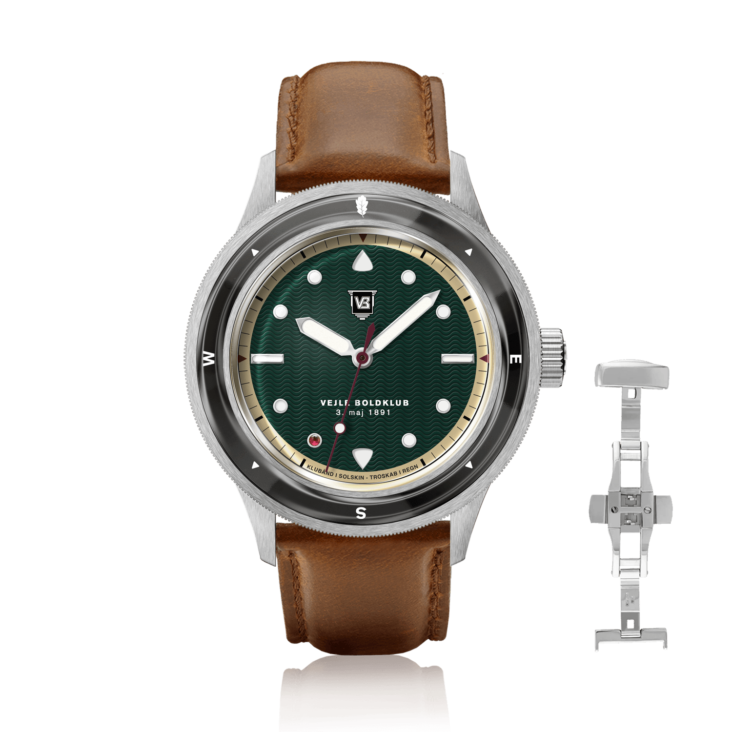 VB Kong Hans Eg, Limited Edition / Forudbestilling by AV86 vintage-inspired diver with compass bezel, sapphire crystal, and brown leather strap