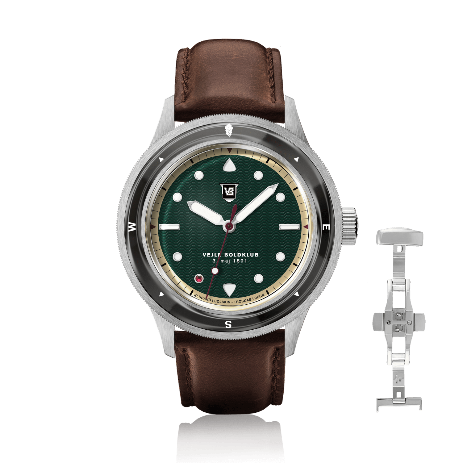 VB Kong Hans Eg, Limited Edition / Forudbestilling by AV86 vintage-inspired diver with compass bezel, sapphire crystal, and brown leather strap