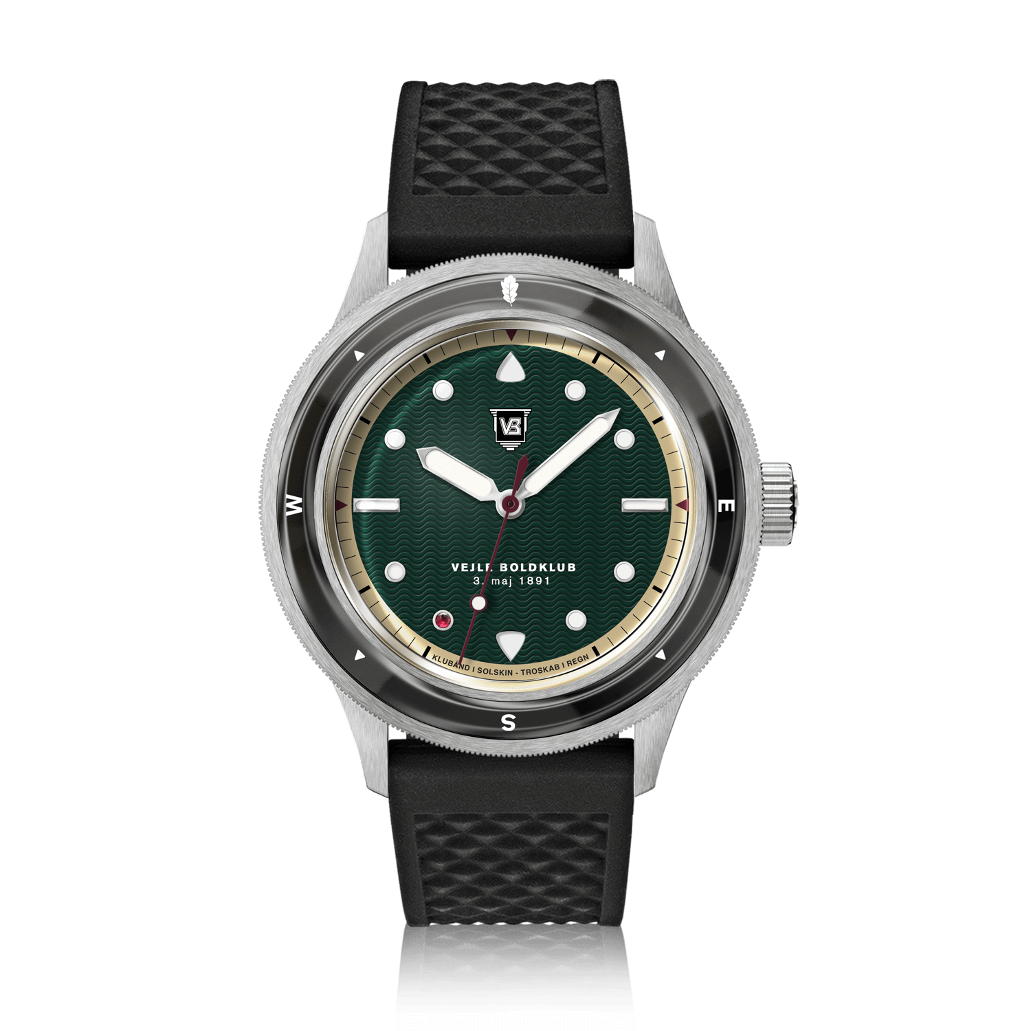 VB Kong Hans Eg, Limited Edition / Forudbestilling by AV86 vintage-inspired diver with sapphire crystal, compass bezel, and textured rubber strap