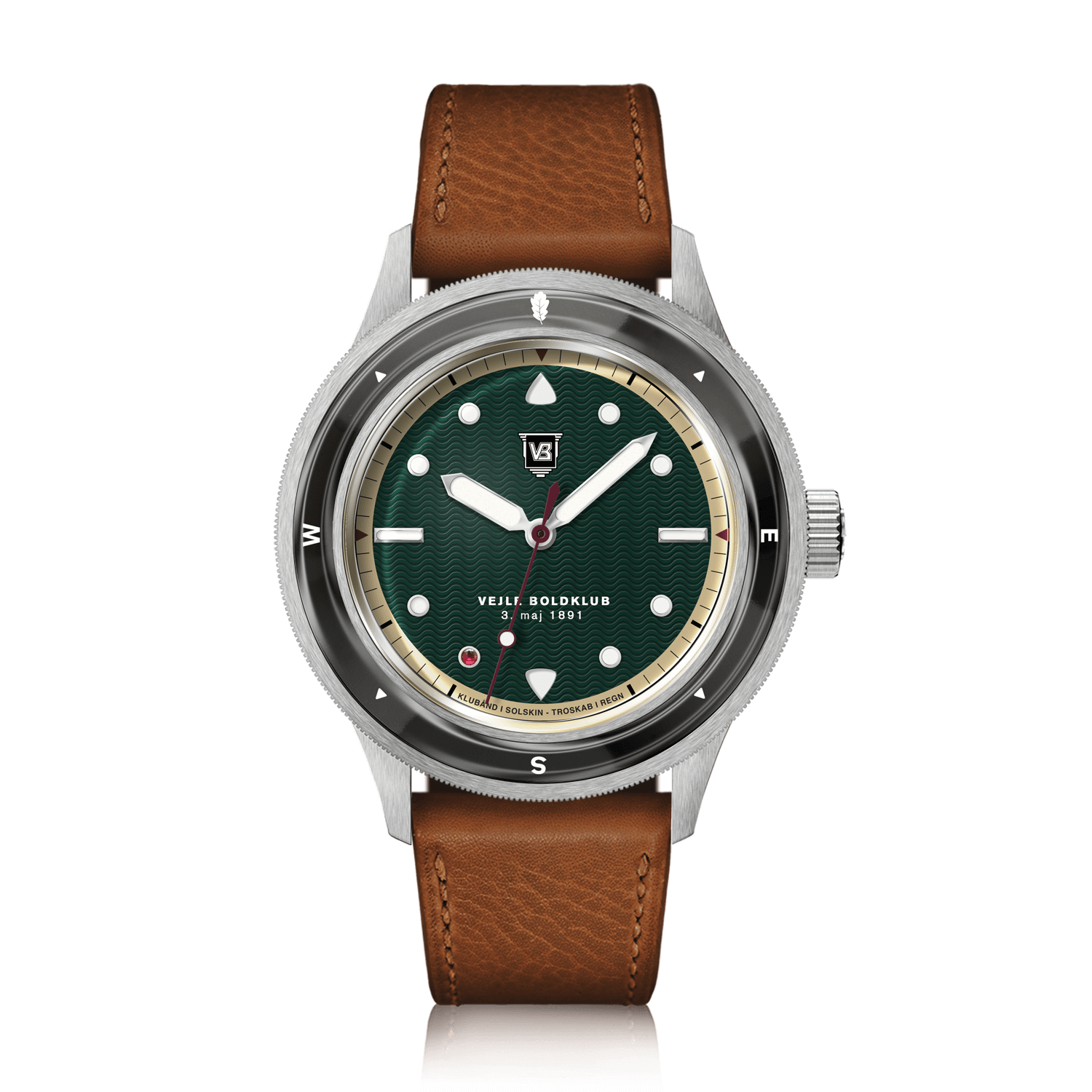 VB Kong Hans Eg, Limited Edition / Forudbestilling by AV86 vintage-inspired diver with sapphire crystal, compass bezel, and brown leather strap