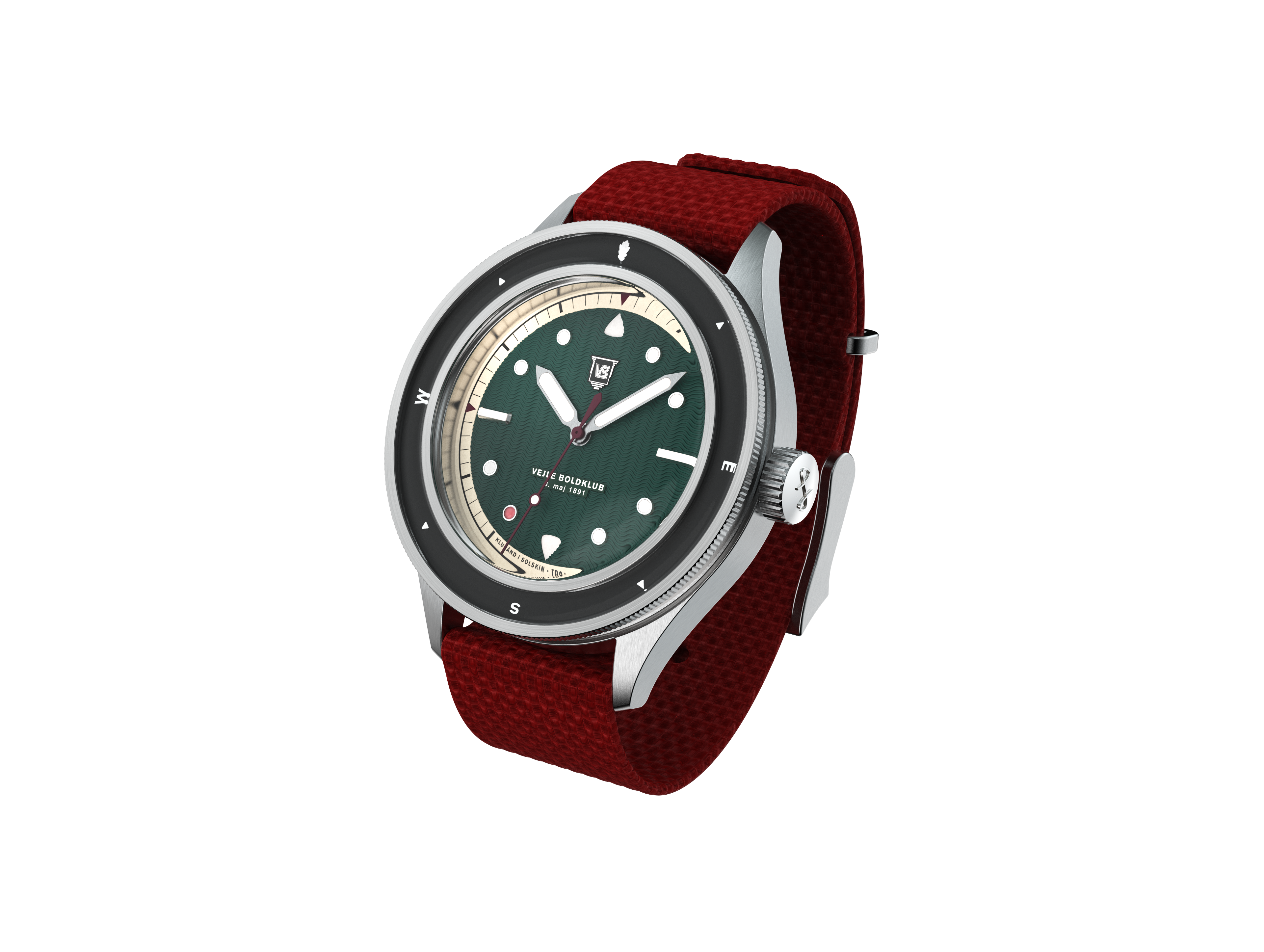VB Kong Hans Eg, Limited Edition / Forudbestilling by AV86 vintage-inspired diver with compass bezel, sapphire crystal, and woven fabric strap