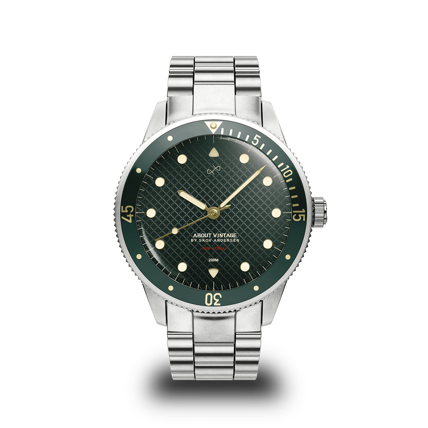 1926 At'sea, Green Turtle Vintage – 39 mm vintage-inspireret dykkerur fra AV86 med Sapphire Crystal, drejelige ramme og metalarmbånd