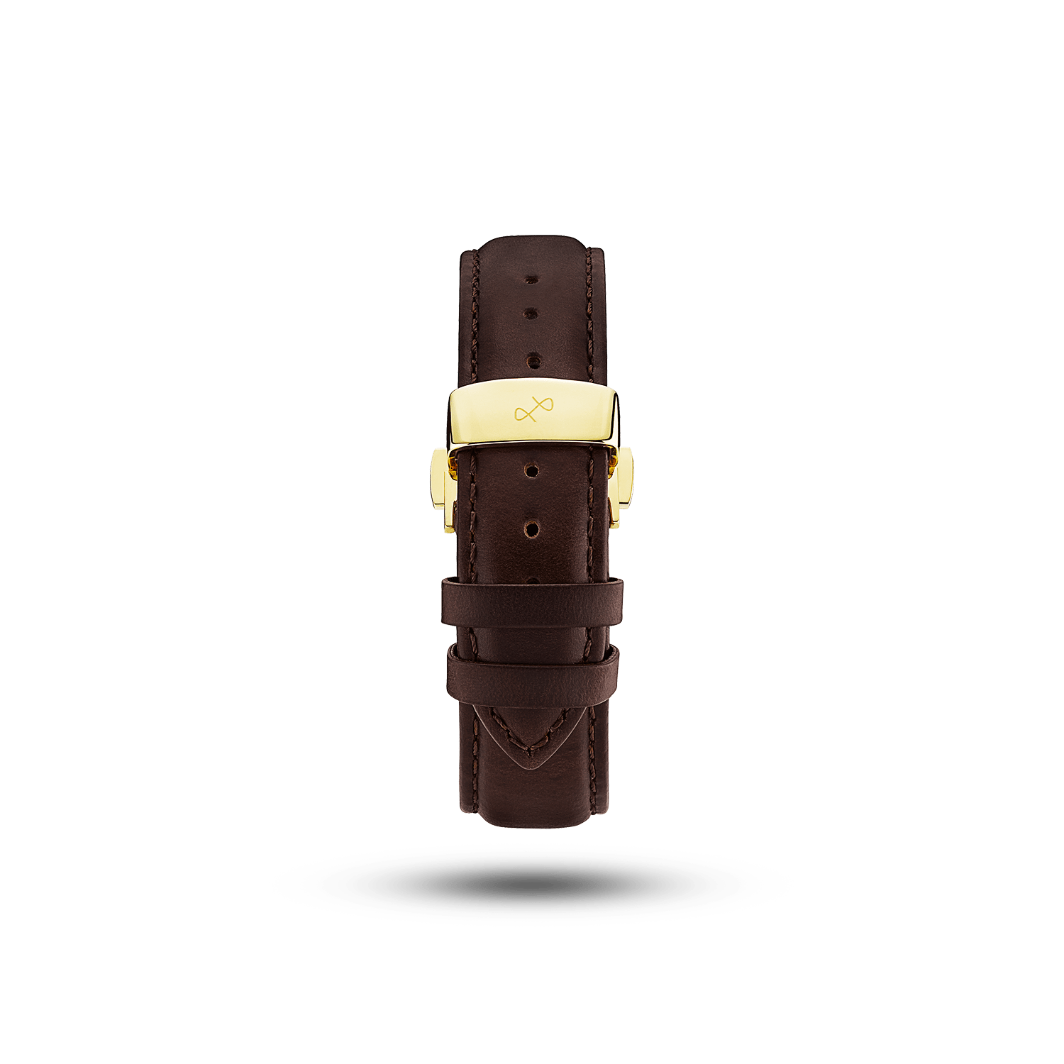 Butterfly Clasp - Dark Brown by AV86 high-quality leather strap with engraved logo and polished butterfly clasp closure.