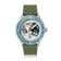 Earthrise WWF Partnership, Automatic / 2026 Edition by AV86 with green silicone strap and Earth-themed dial under blue bezel.