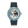 Earthrise WWF Partnership, Automatic / 2026 Edition by AV86 with blue bezel, Earth motif dial, and textured blue silicone strap.