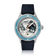 Earthrise WWF Partnership, Automatic / 2026 Edition by AV86 with navy blue Cordura strap, sky blue bezel, and Earth motif dial.