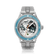 Earthrise WWF Partnership, Automatic / 2026 Edition by AV86 with marine blue bezel, Earth motif dial, and stainless steel bracelet.
