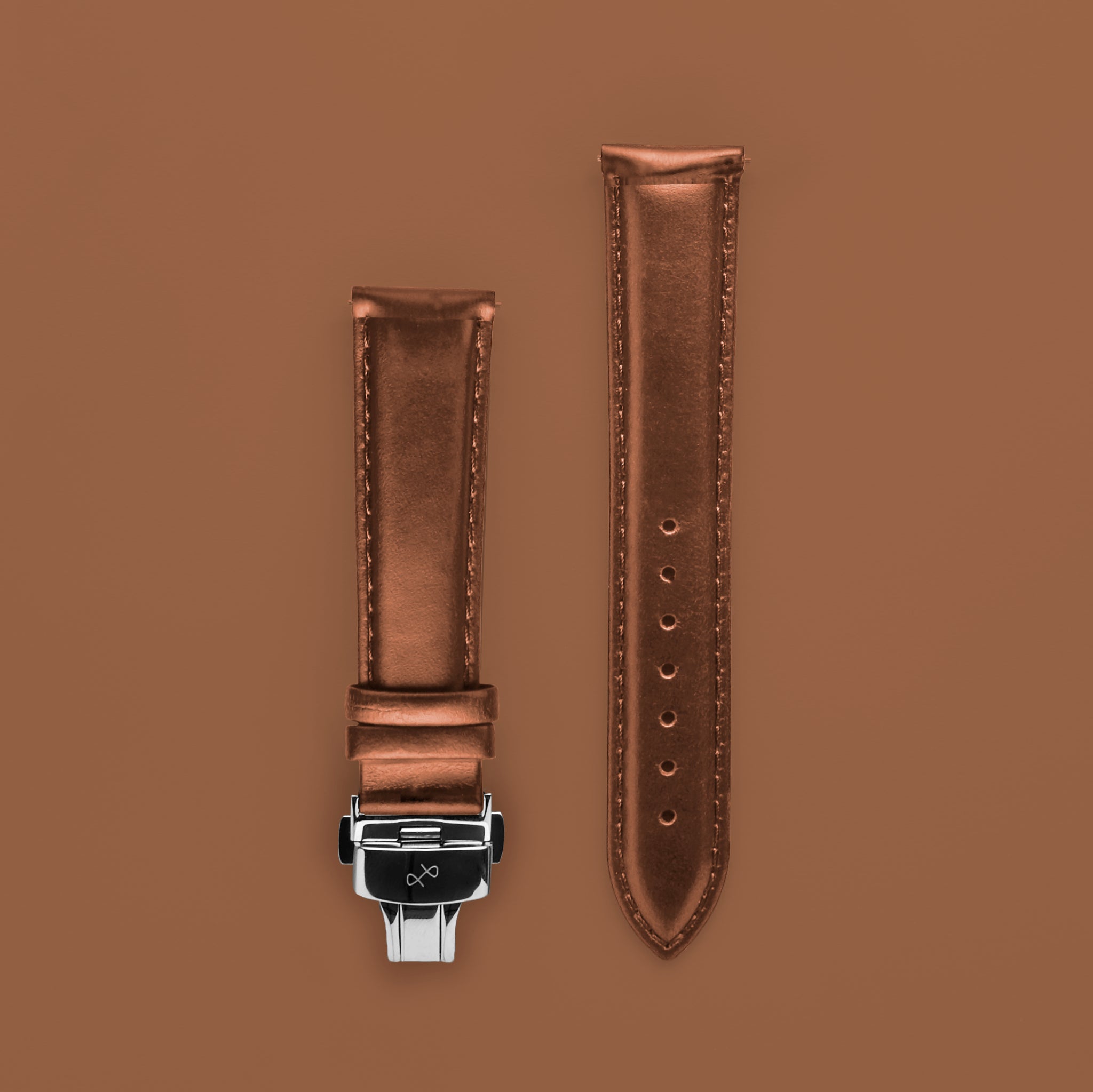 Butterfly Clasp - Brown original high-quality leather strap with butterfly clasp by AV86 Nordic minimalism craftsmanship