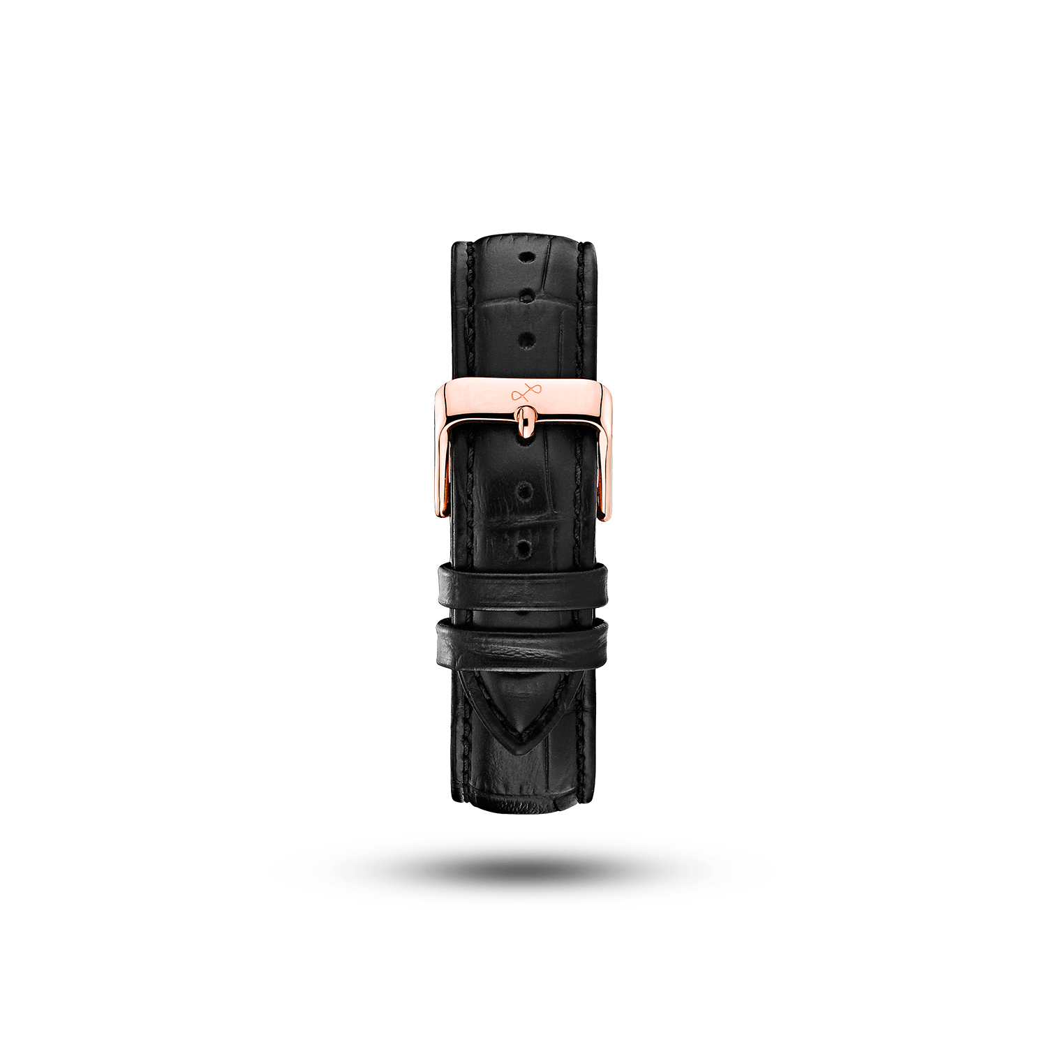 Leather - Black Croco by AV86 premium two-piece strap with high quality leather and rose gold plated pin buckle detail