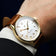 1968 Sixtyeight by AV86 dress watch with vintage-inspired dial, sapphire crystal, gold case, and brown leather strap
