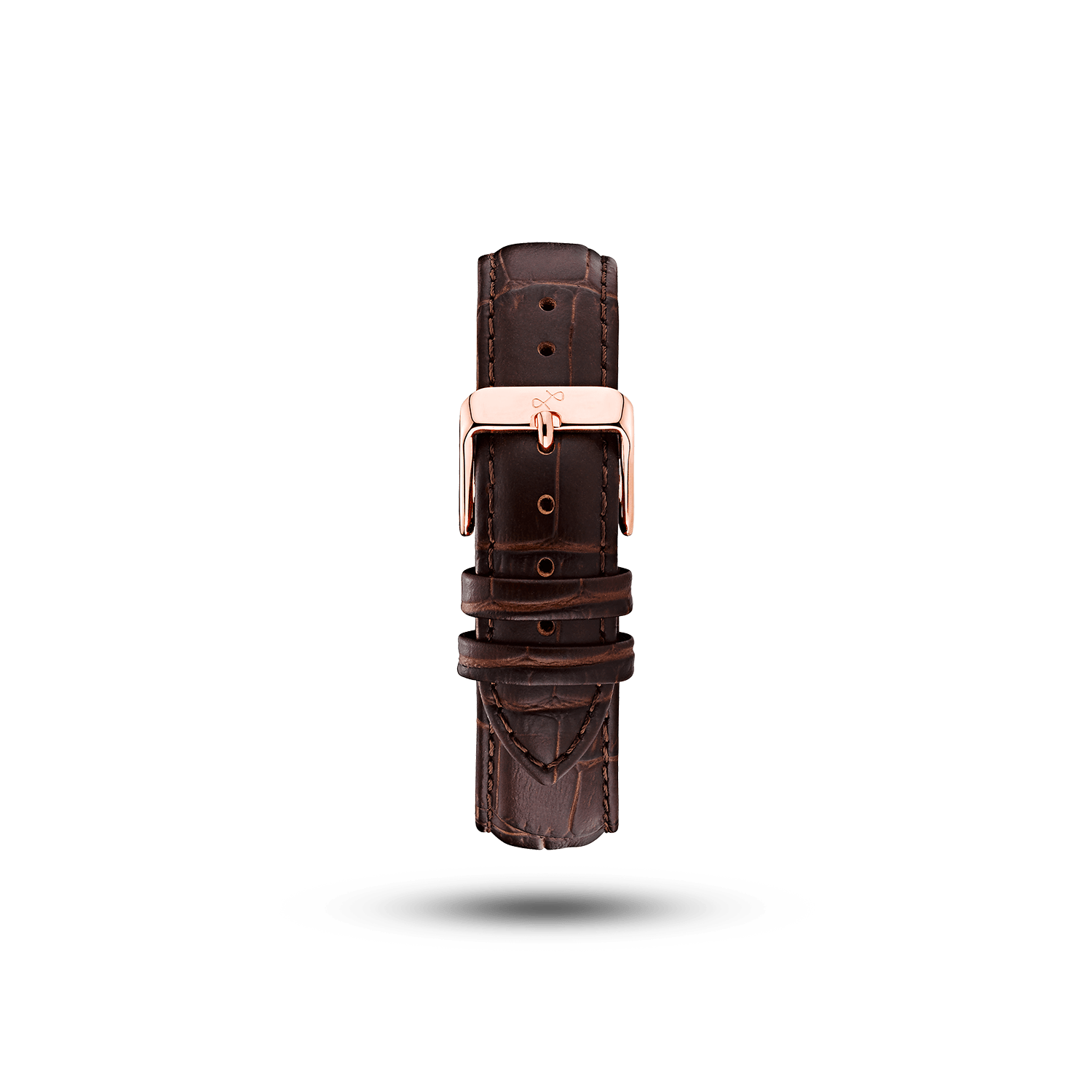 Leather - Brown Croco strap by AV86 crafted from high-quality leather with signature engraved back and rose gold plated buckle