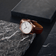 1971 Automatic, Rose Gold / White - Swiss Made by AV86 luxury automatic watch with sapphire crystal and brown leather strap